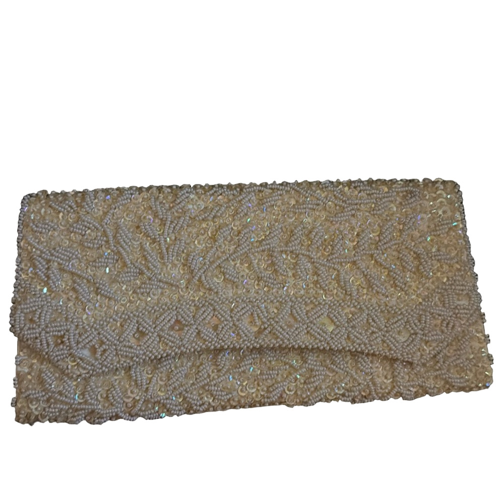 1960 La Regale Golden Beaded Handbag Evening Clutch Handmade in Hong Kong
